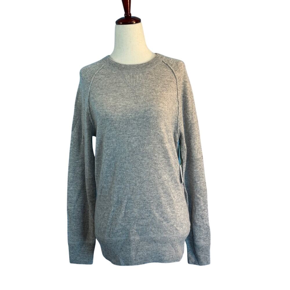 NWT AE American Eagle 100% Cashmere Pullover Sweater Oversized Lt Gray $248 XS